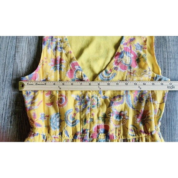 Nanette Lepore Yellow Floral Tiered Lined Sleeveless Button Up Dress Size 8 - Picture 4 of 9